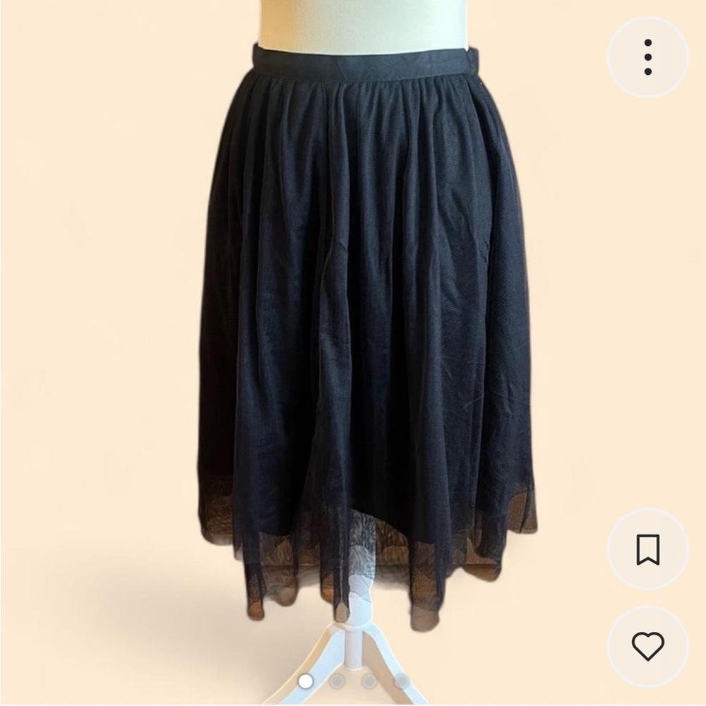 Isaac Mizrahi Black Tulle Midi Skirt Size M